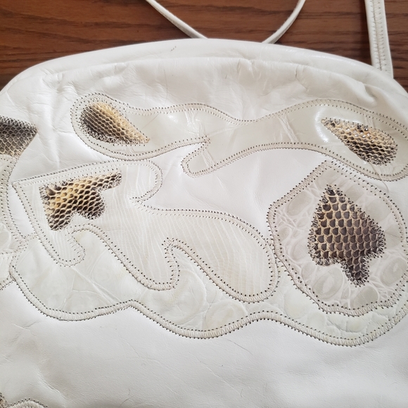 Razzamatazz Vintage White Leather  and Snakeskin Bag - Picture 7 of 7